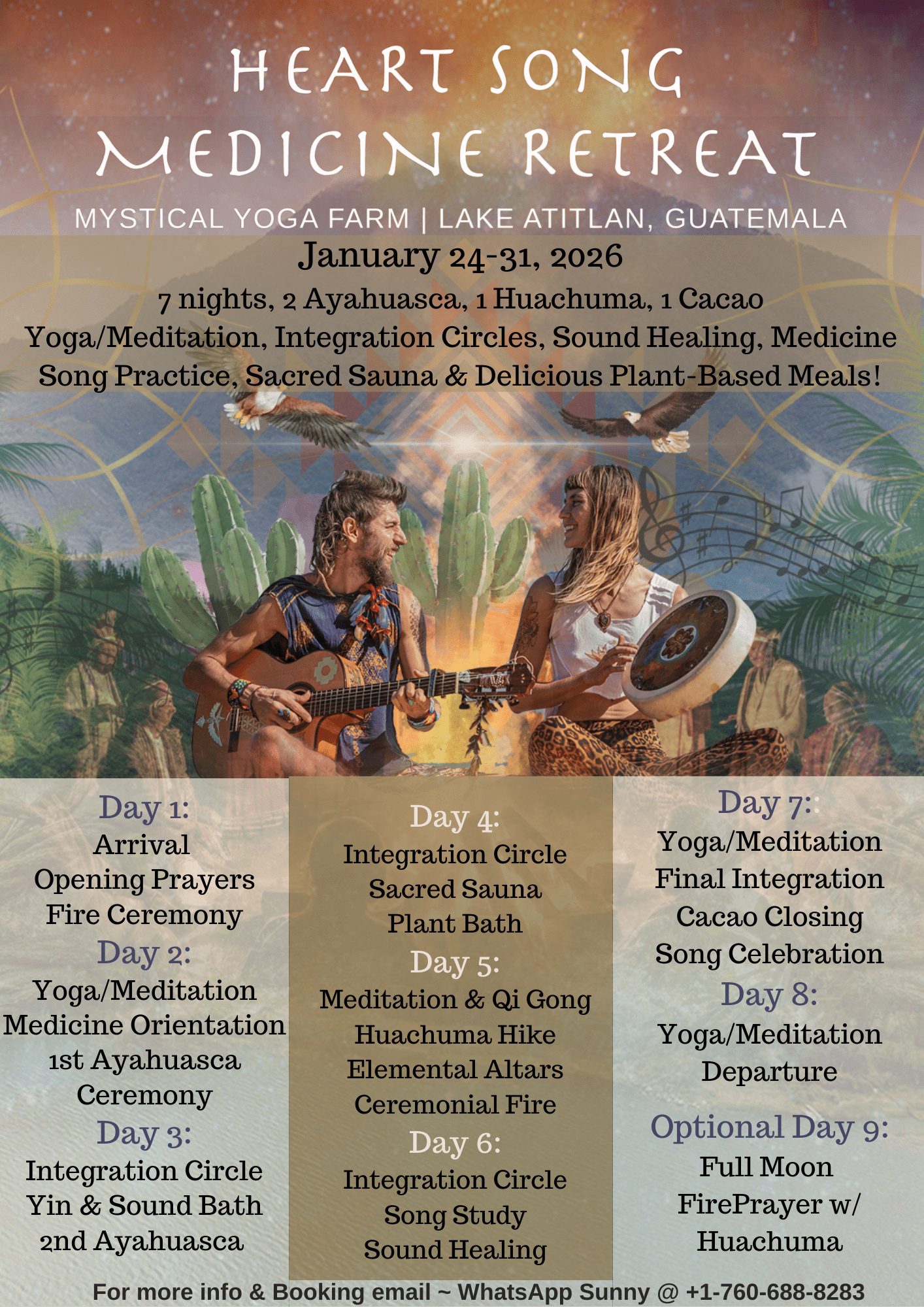 mystical yoga farm -heartsong singing retreat lake atitlan 2024 poster