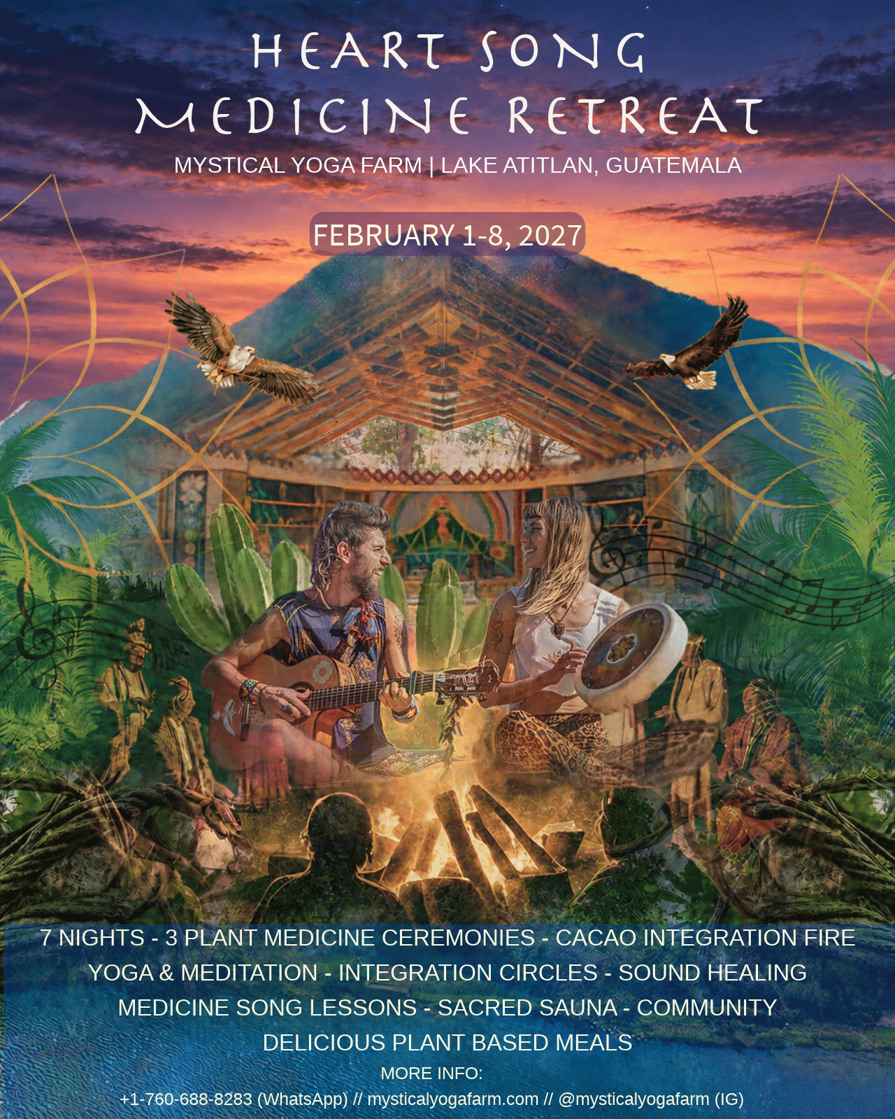 mystical yoga farm -heartsong singing retreat lake atitlan 2024 poster